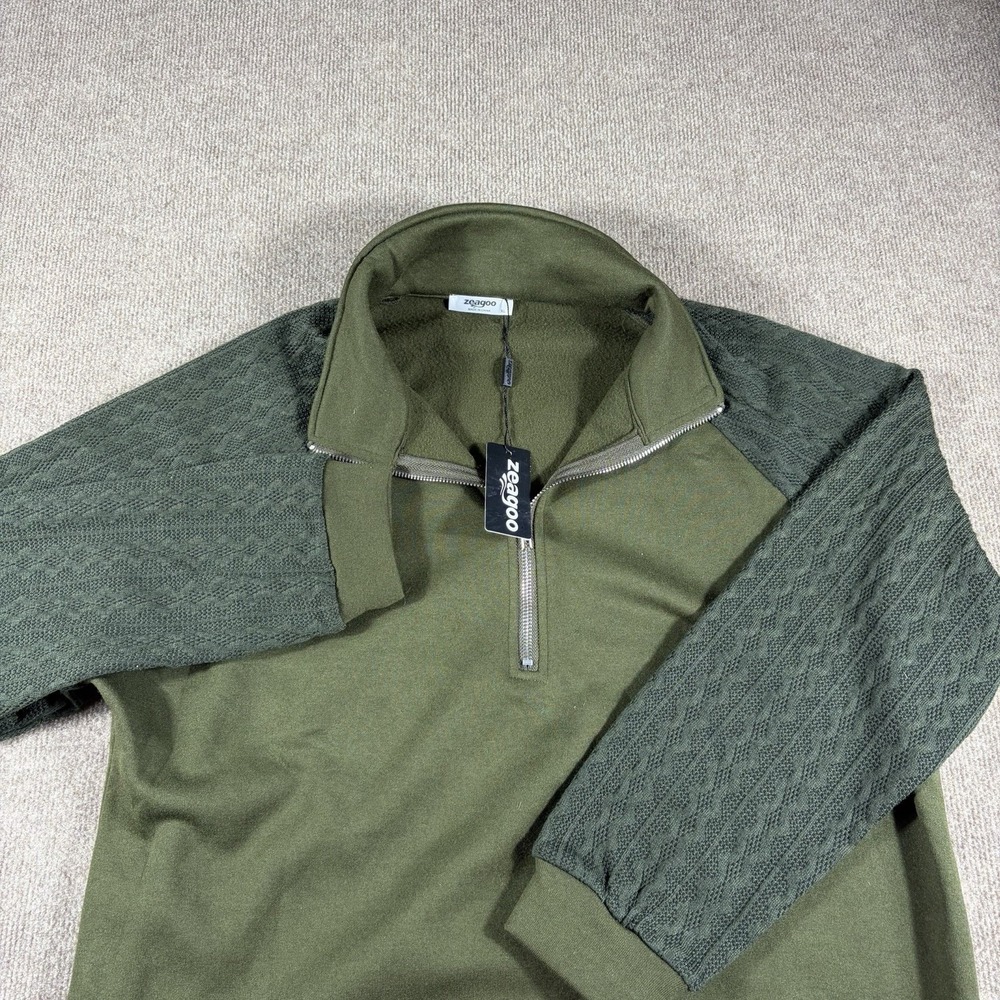 Zeagoo 1/4 Zip Swater Size‎ XL Womens Color Green/Brown NWT